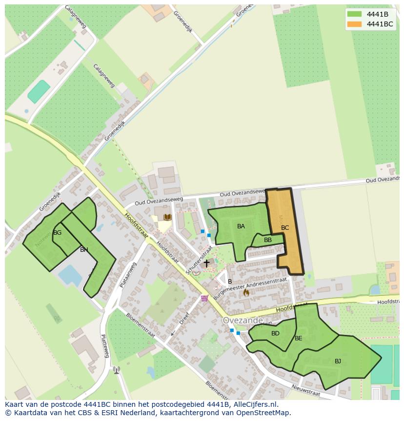 Afbeelding van het postcodegebied 4441 BC op de kaart.