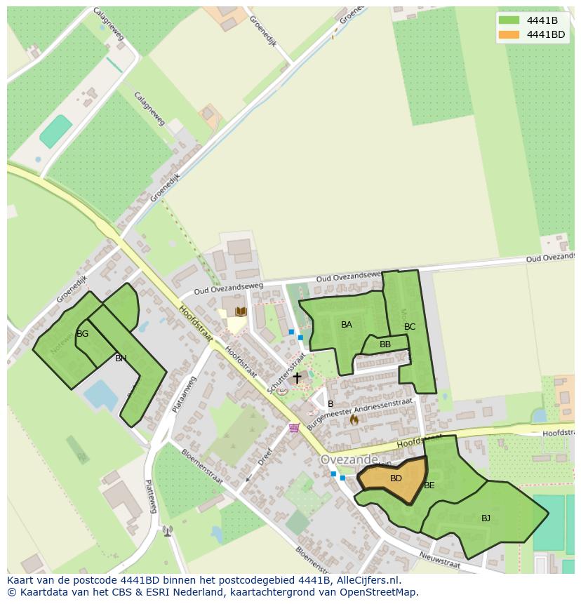 Afbeelding van het postcodegebied 4441 BD op de kaart.