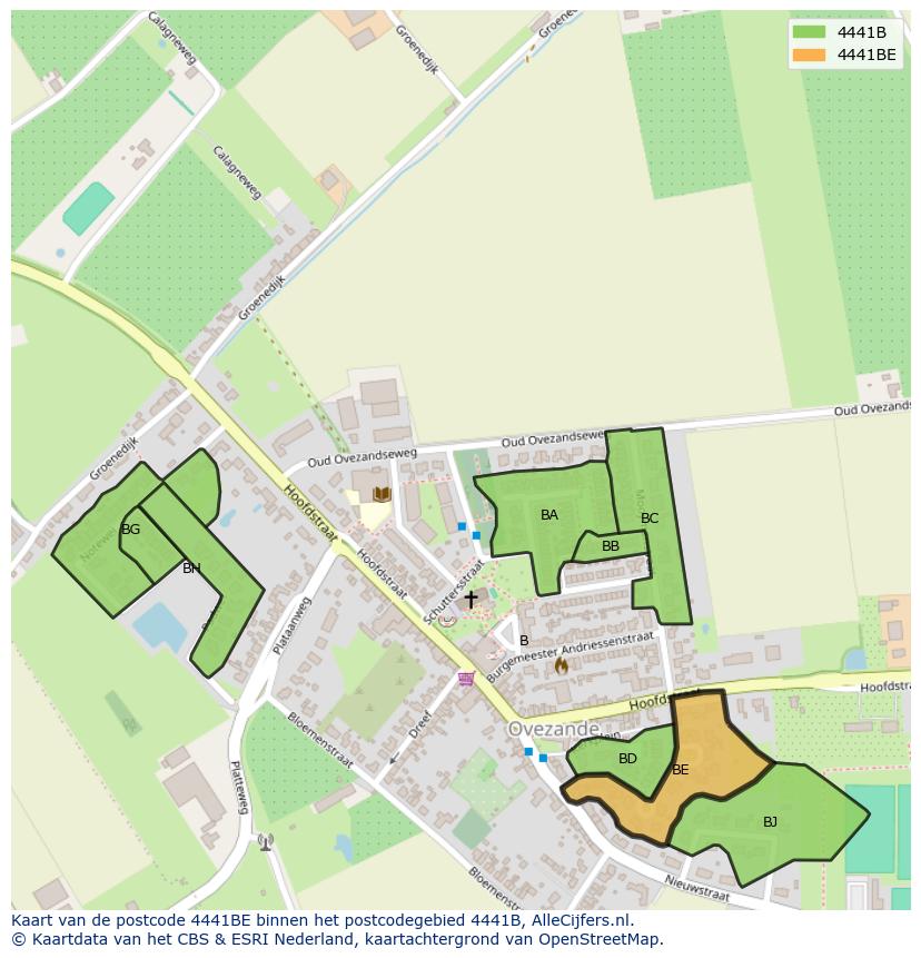 Afbeelding van het postcodegebied 4441 BE op de kaart.