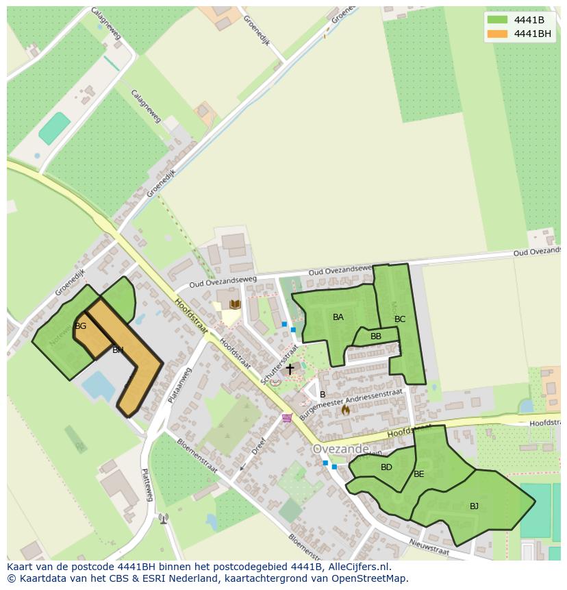 Afbeelding van het postcodegebied 4441 BH op de kaart.