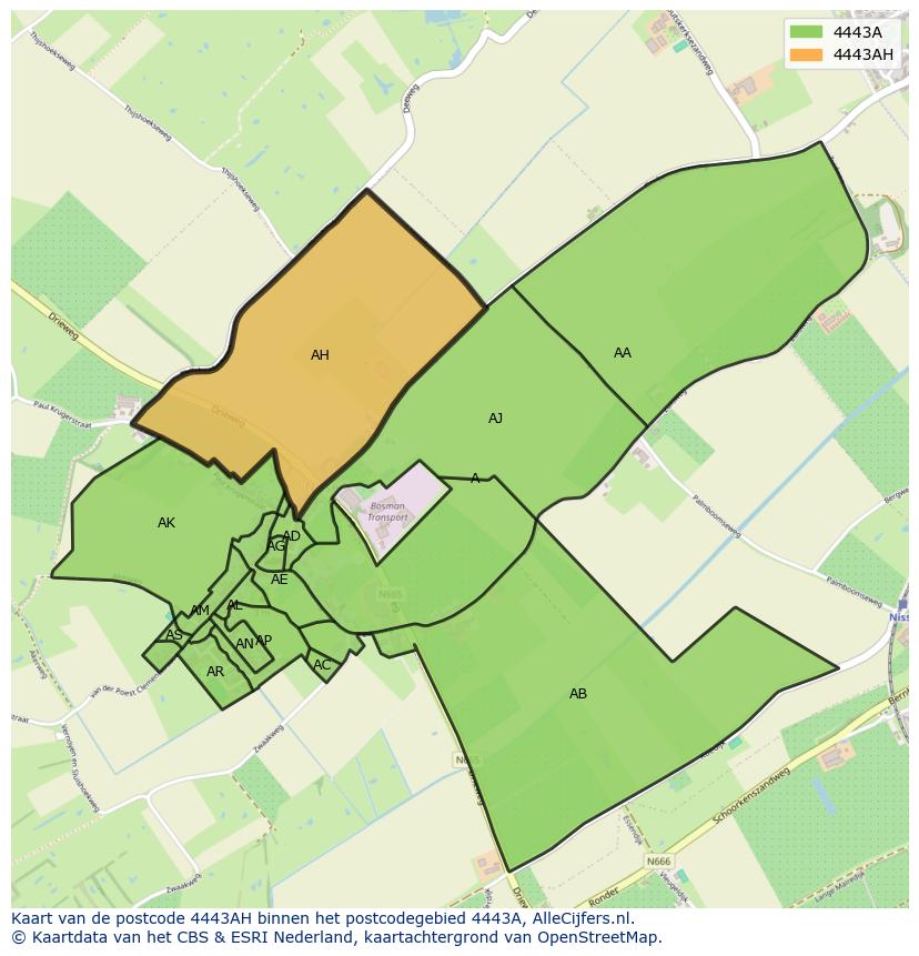 Afbeelding van het postcodegebied 4443 AH op de kaart.