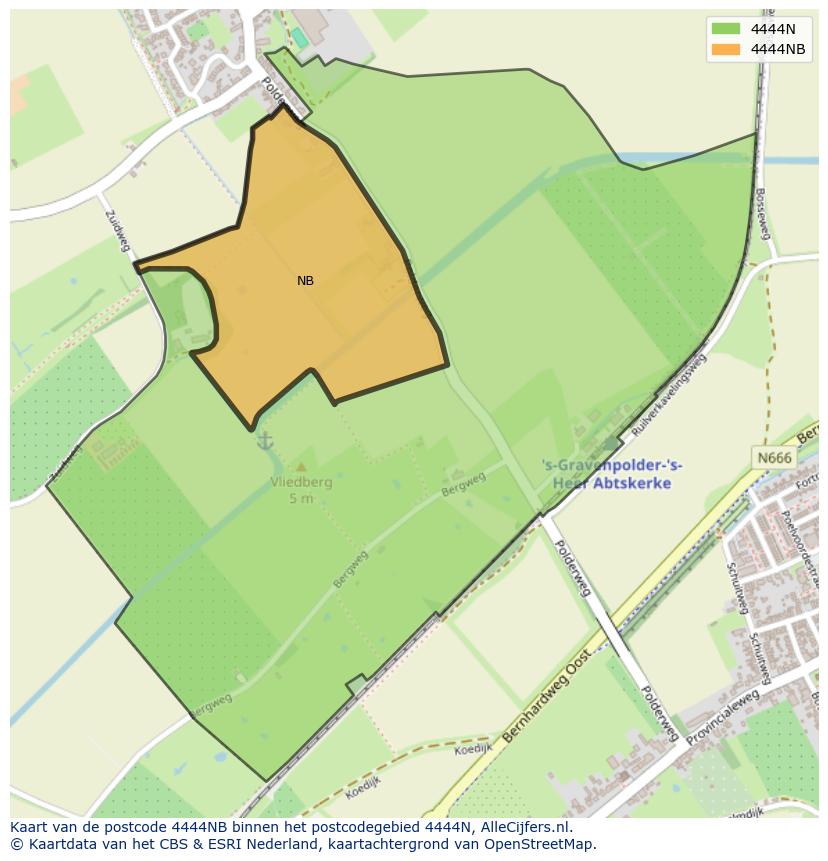 Afbeelding van het postcodegebied 4444 NB op de kaart.
