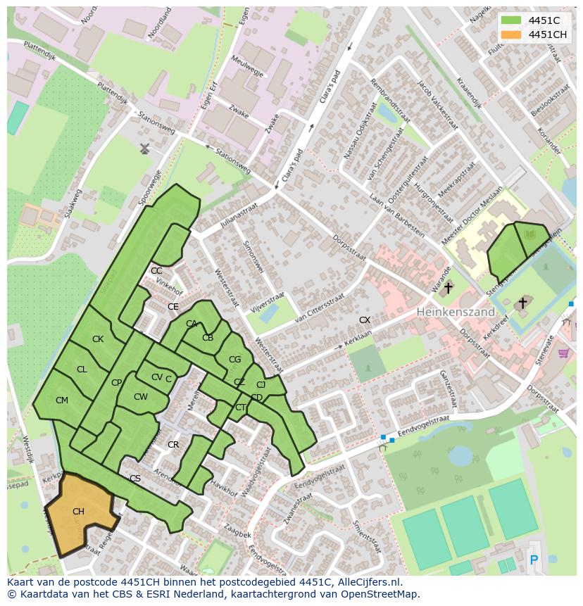 Afbeelding van het postcodegebied 4451 CH op de kaart.