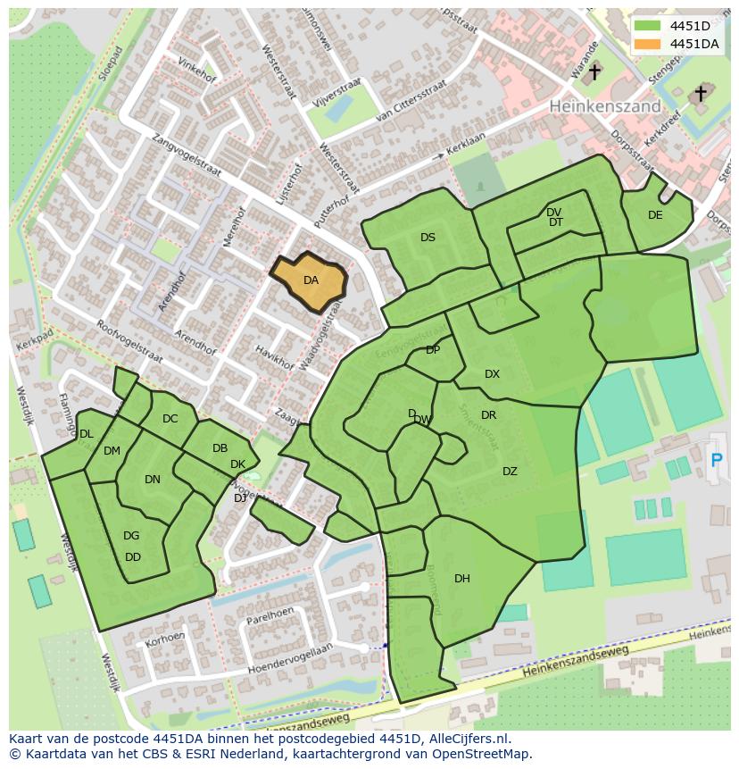 Afbeelding van het postcodegebied 4451 DA op de kaart.