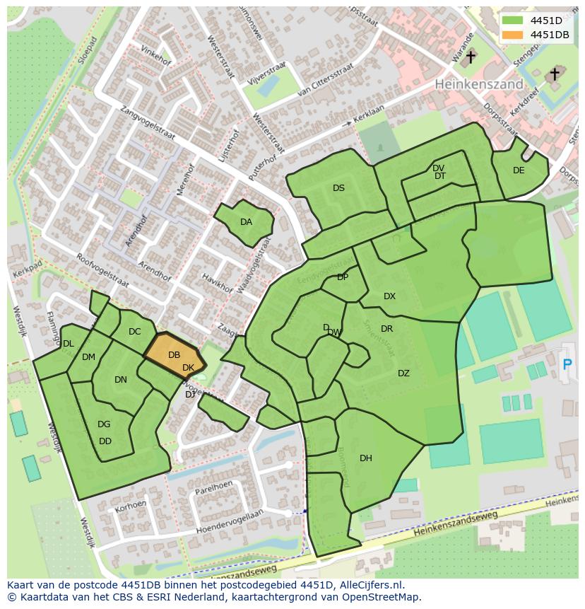 Afbeelding van het postcodegebied 4451 DB op de kaart.