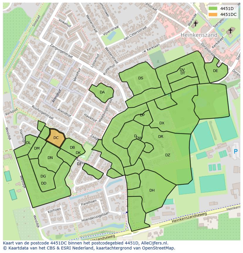 Afbeelding van het postcodegebied 4451 DC op de kaart.