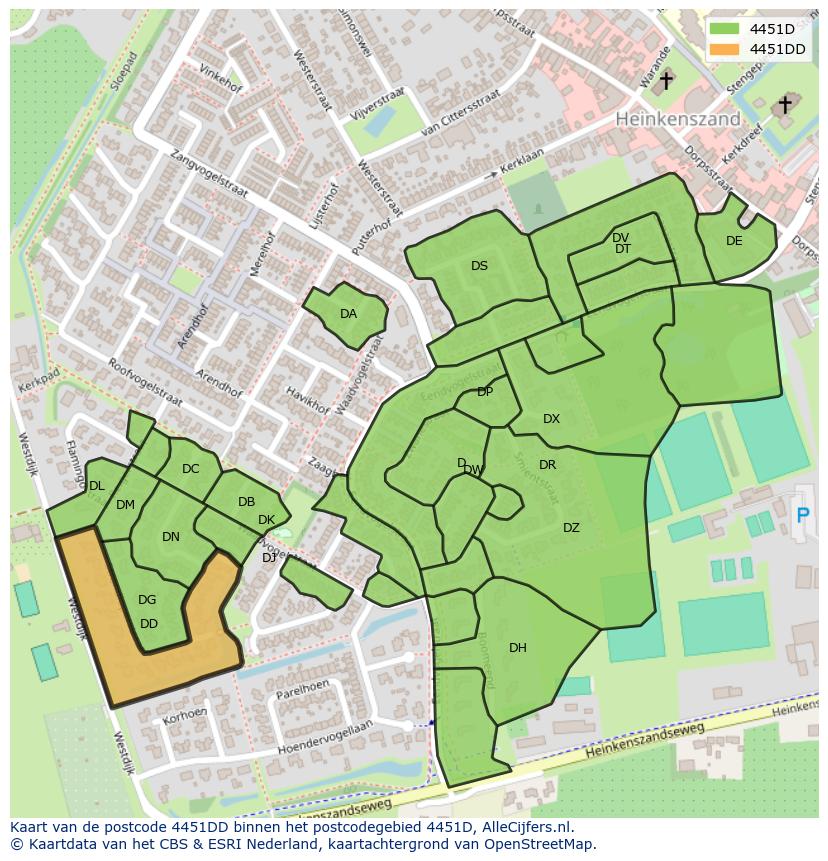 Afbeelding van het postcodegebied 4451 DD op de kaart.