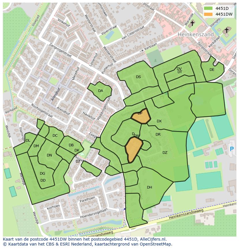 Afbeelding van het postcodegebied 4451 DW op de kaart.