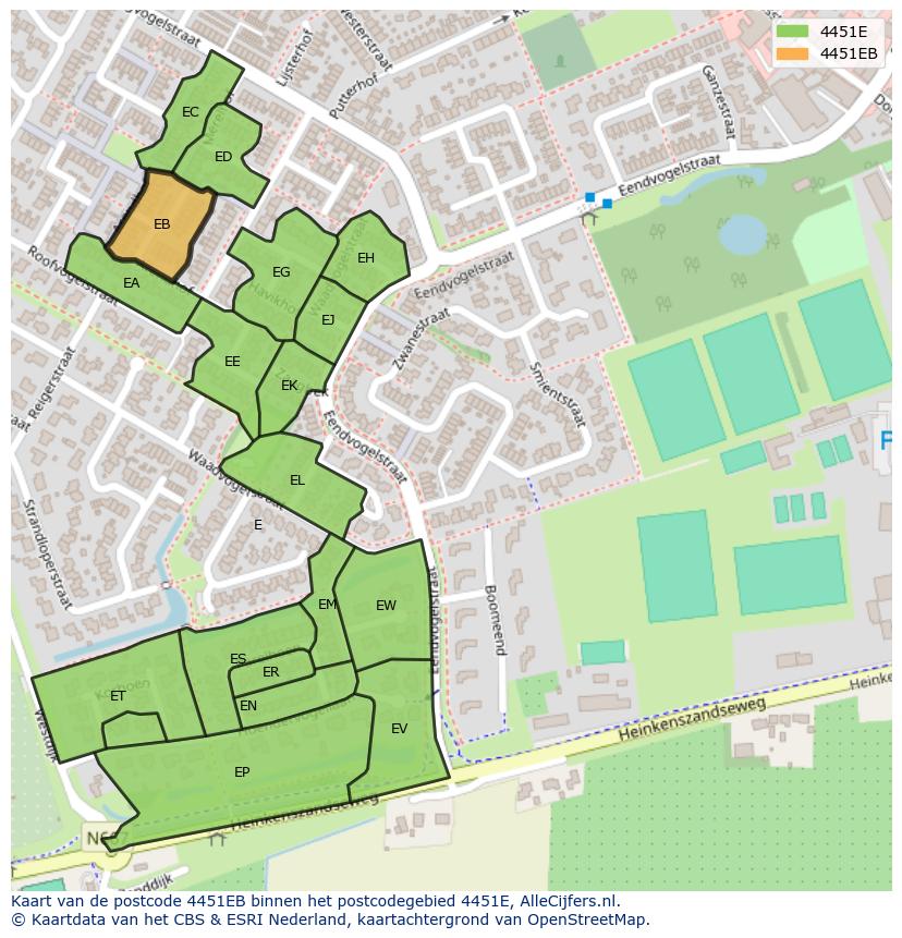 Afbeelding van het postcodegebied 4451 EB op de kaart.