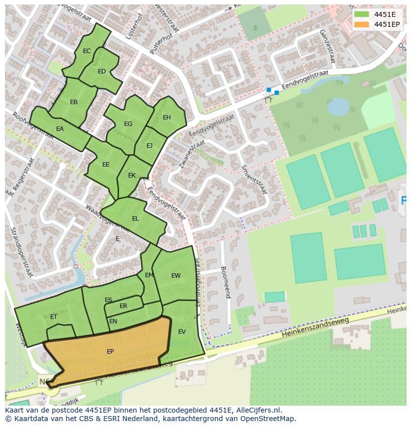 Afbeelding van het postcodegebied 4451 EP op de kaart.