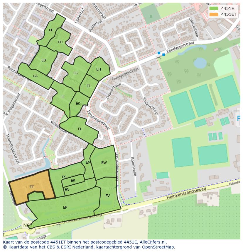 Afbeelding van het postcodegebied 4451 ET op de kaart.