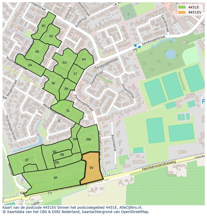 Afbeelding van het postcodegebied 4451 EV op de kaart.