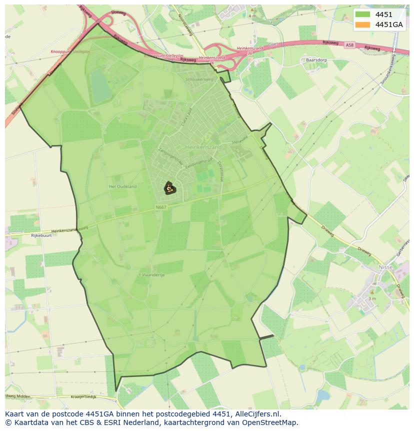 Afbeelding van het postcodegebied 4451 GA op de kaart.