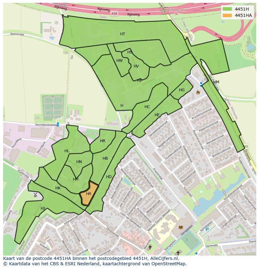 Afbeelding van het postcodegebied 4451 HA op de kaart.