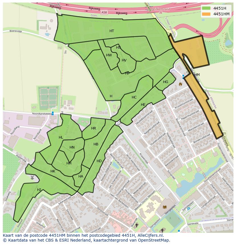 Afbeelding van het postcodegebied 4451 HM op de kaart.