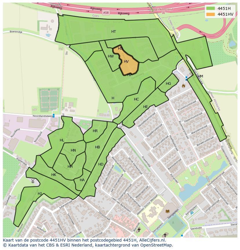 Afbeelding van het postcodegebied 4451 HV op de kaart.