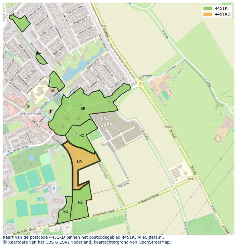 Afbeelding van het postcodegebied 4451 KD op de kaart.