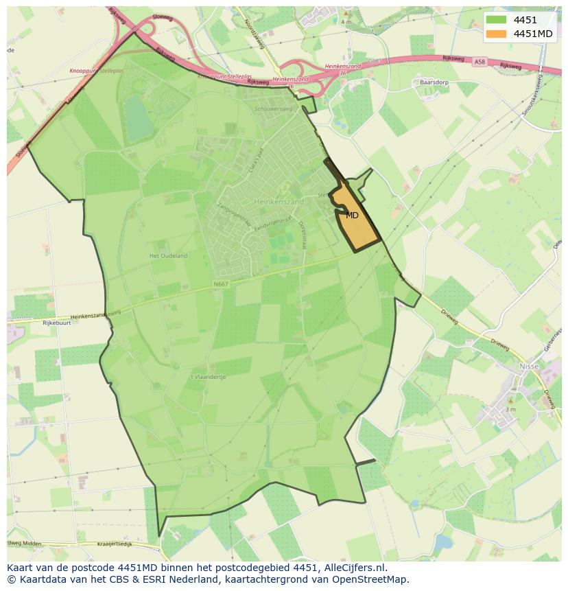 Afbeelding van het postcodegebied 4451 MD op de kaart.