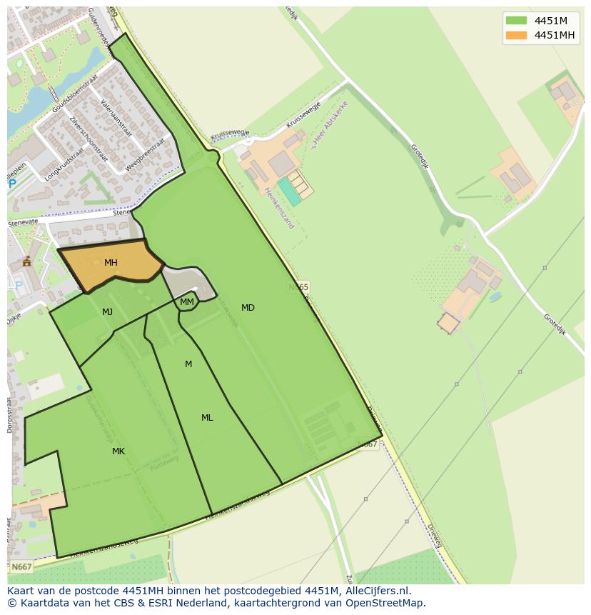Afbeelding van het postcodegebied 4451 MH op de kaart.