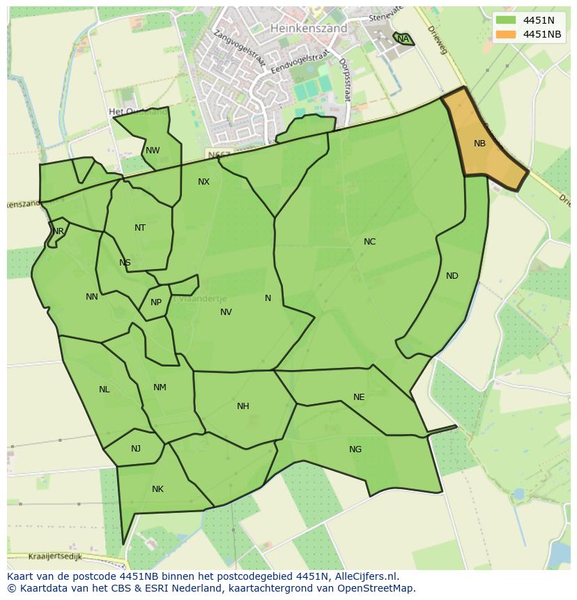 Afbeelding van het postcodegebied 4451 NB op de kaart.