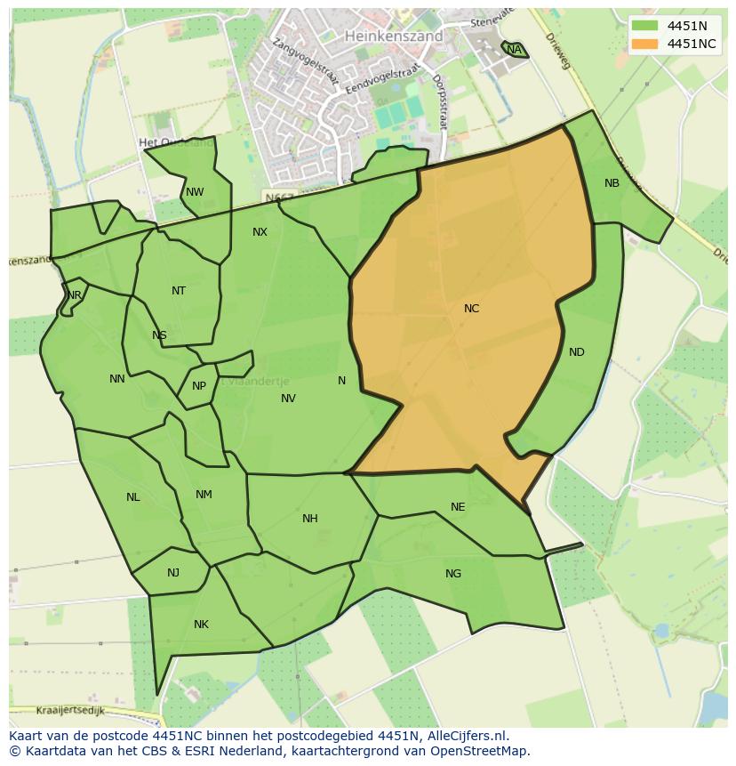 Afbeelding van het postcodegebied 4451 NC op de kaart.