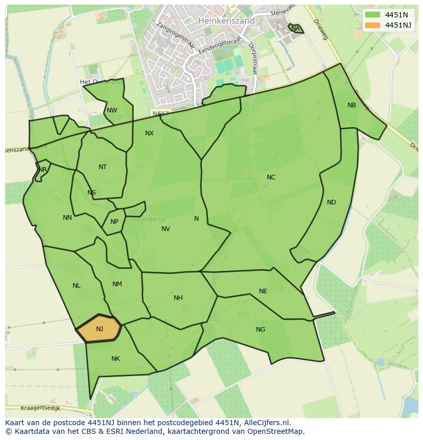 Afbeelding van het postcodegebied 4451 NJ op de kaart.