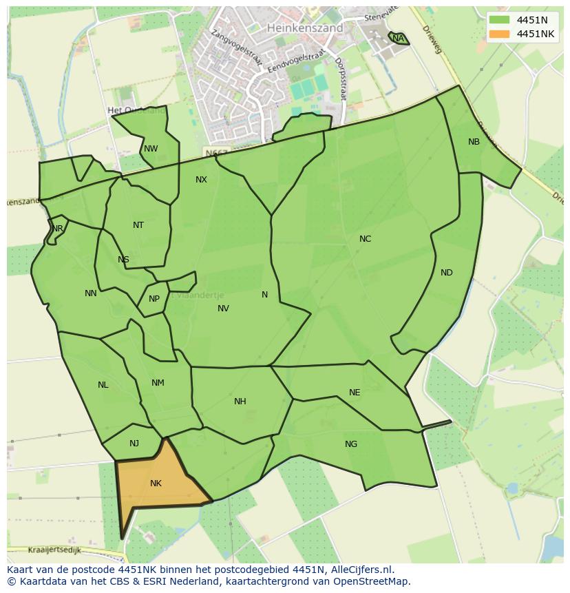 Afbeelding van het postcodegebied 4451 NK op de kaart.