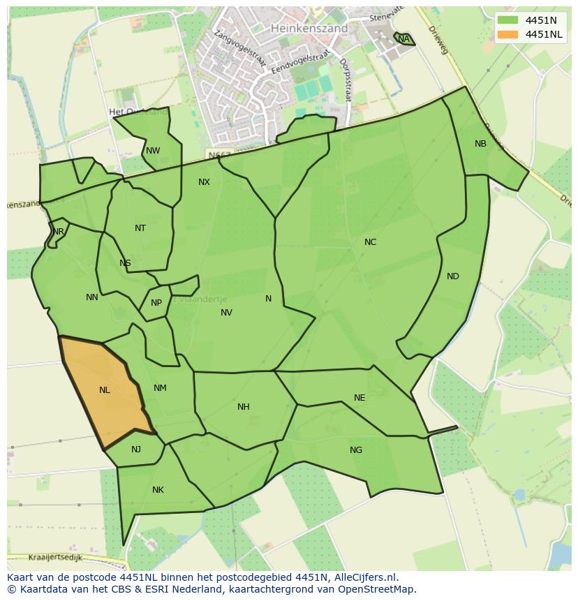 Afbeelding van het postcodegebied 4451 NL op de kaart.