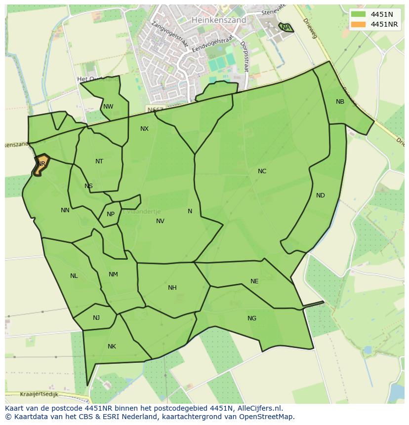 Afbeelding van het postcodegebied 4451 NR op de kaart.