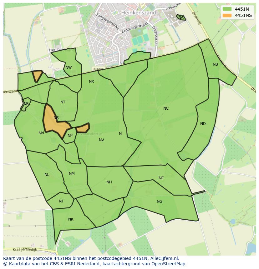 Afbeelding van het postcodegebied 4451 NS op de kaart.