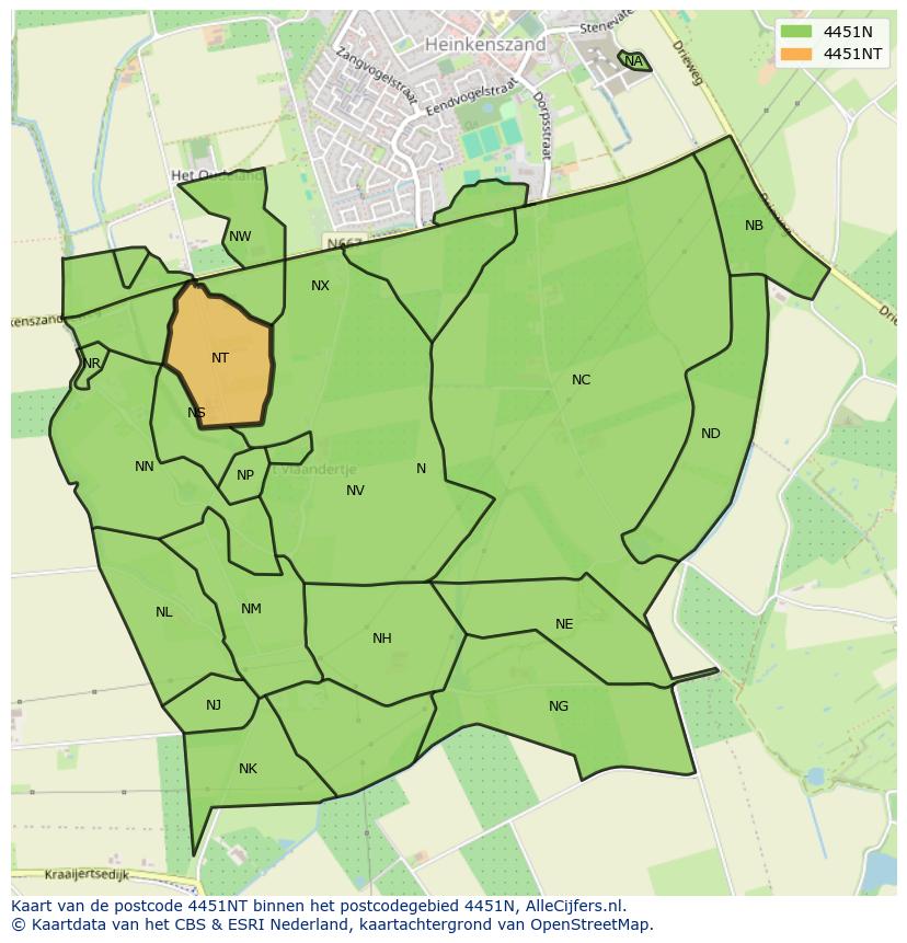 Afbeelding van het postcodegebied 4451 NT op de kaart.
