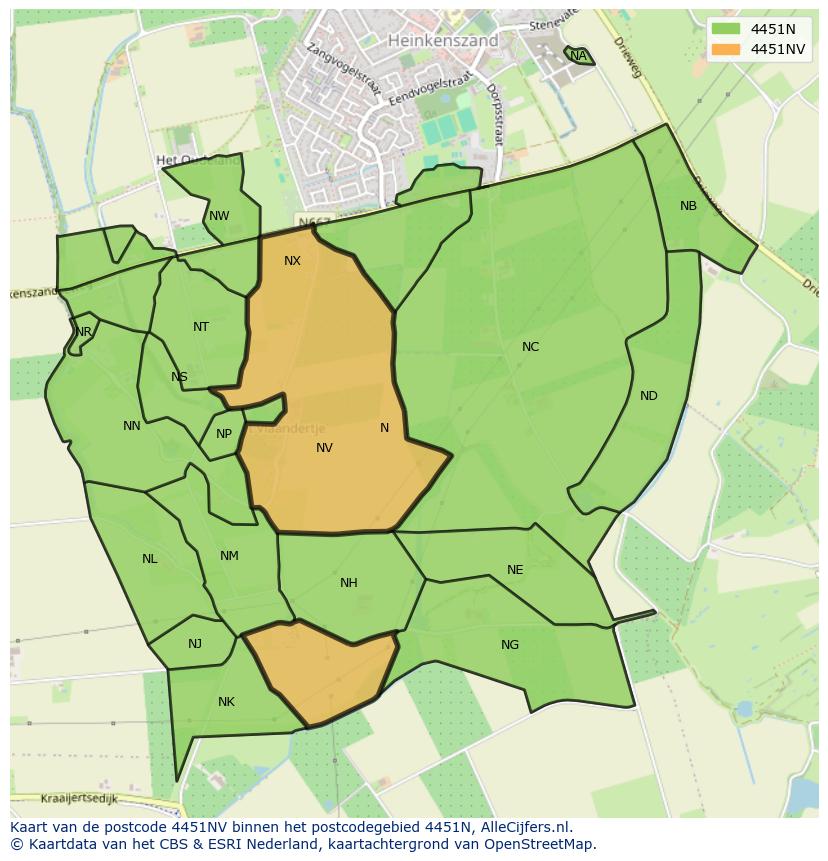 Afbeelding van het postcodegebied 4451 NV op de kaart.
