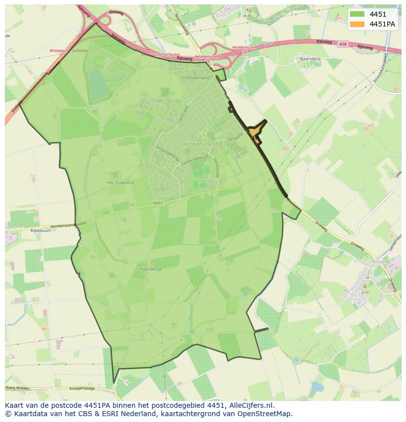 Afbeelding van het postcodegebied 4451 PA op de kaart.