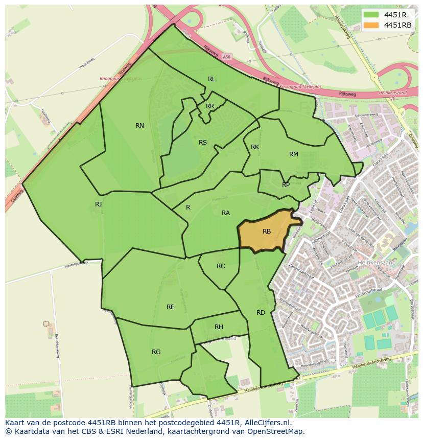 Afbeelding van het postcodegebied 4451 RB op de kaart.