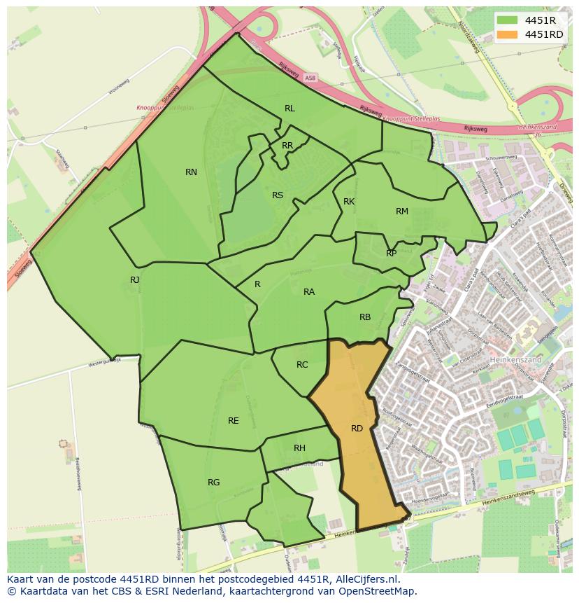 Afbeelding van het postcodegebied 4451 RD op de kaart.