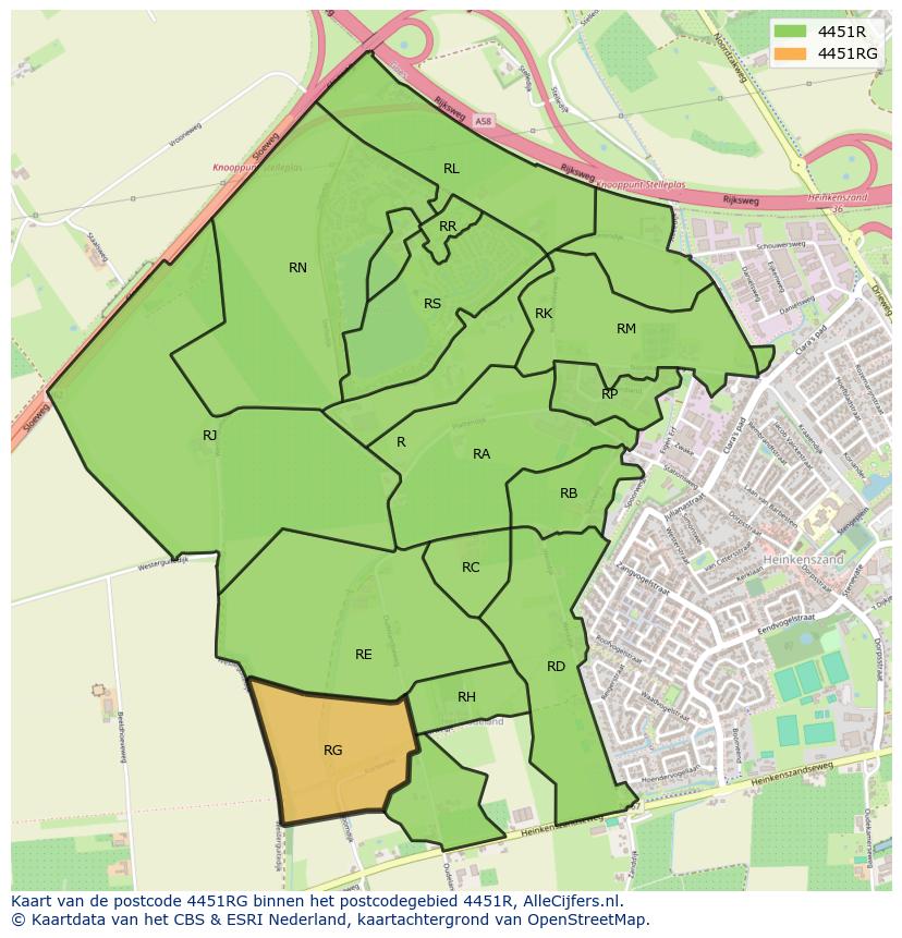 Afbeelding van het postcodegebied 4451 RG op de kaart.