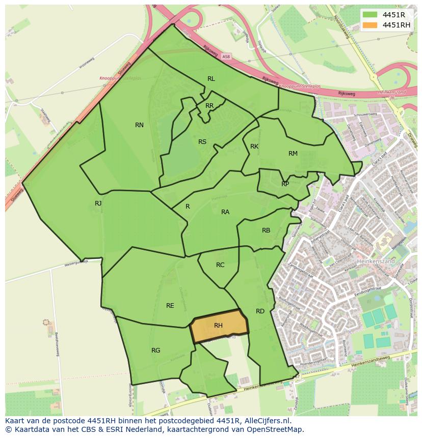 Afbeelding van het postcodegebied 4451 RH op de kaart.