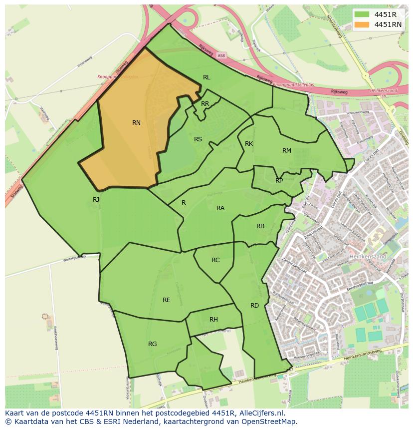 Afbeelding van het postcodegebied 4451 RN op de kaart.
