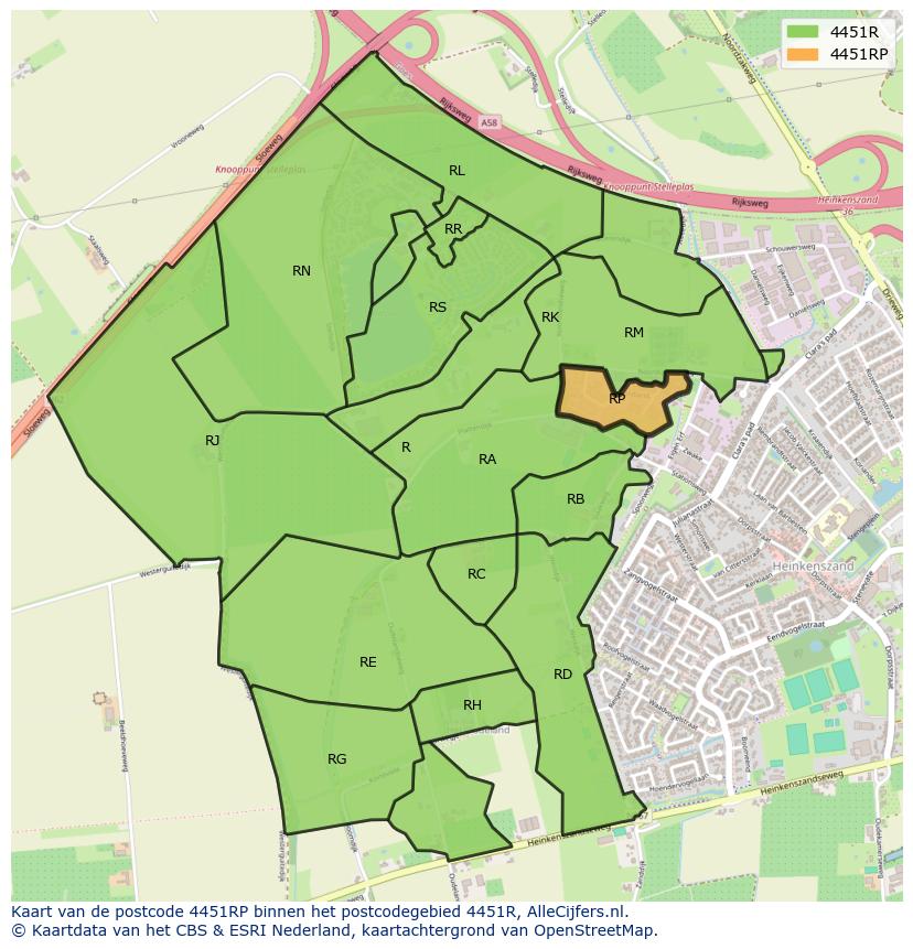 Afbeelding van het postcodegebied 4451 RP op de kaart.