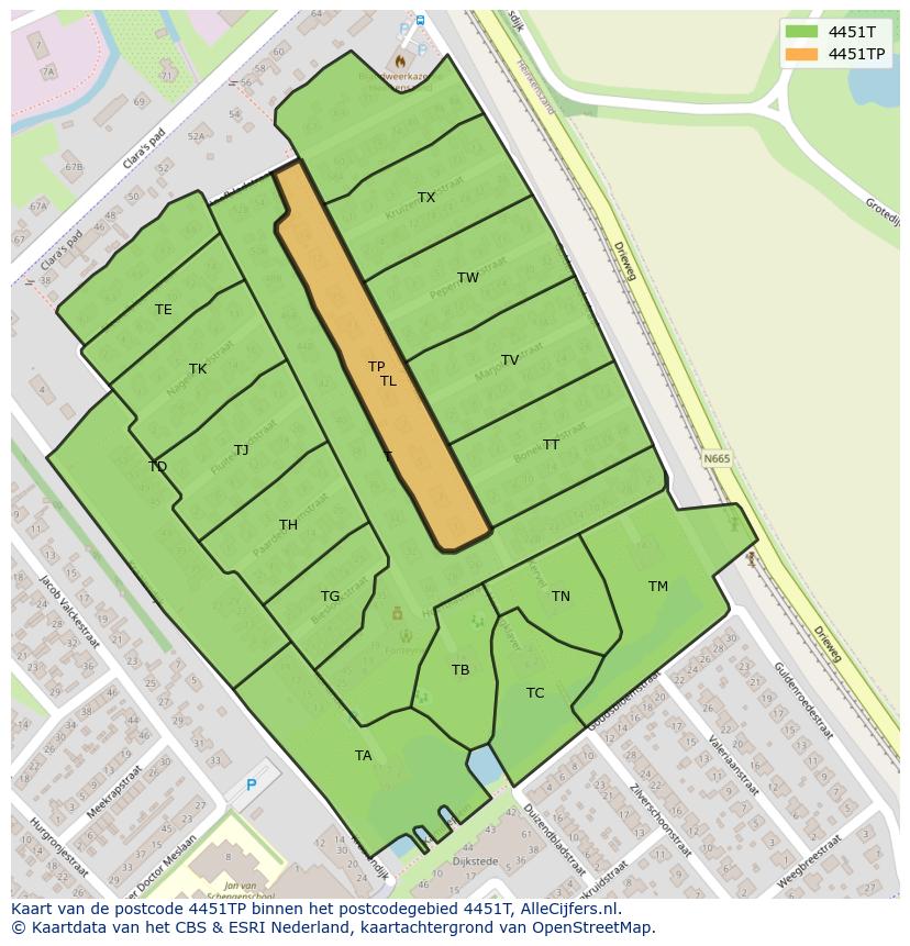 Afbeelding van het postcodegebied 4451 TP op de kaart.