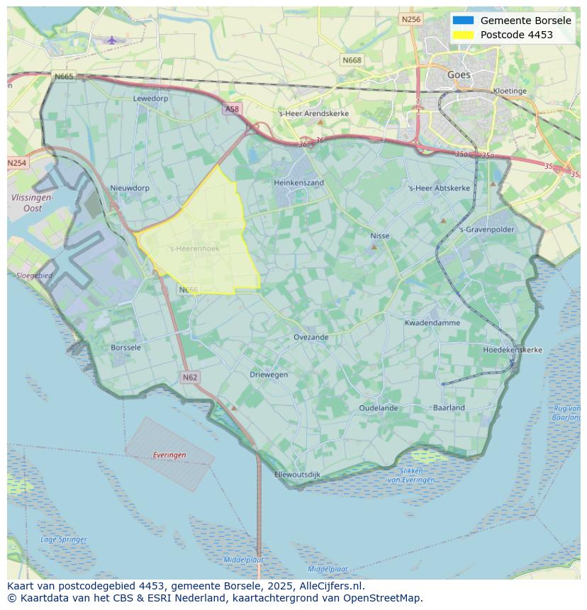 Afbeelding van het postcodegebied 4453 op de kaart.