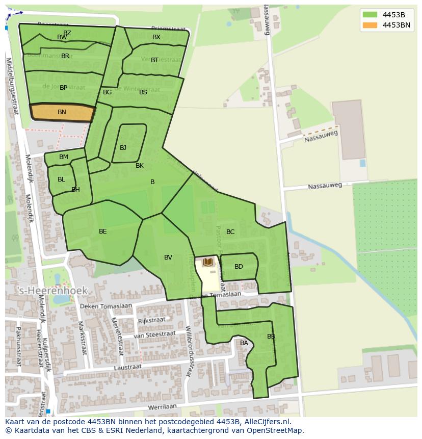 Afbeelding van het postcodegebied 4453 BN op de kaart.