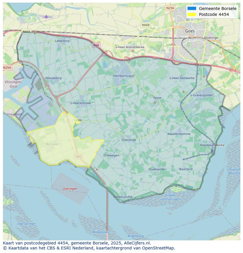 Afbeelding van het postcodegebied 4454 op de kaart.