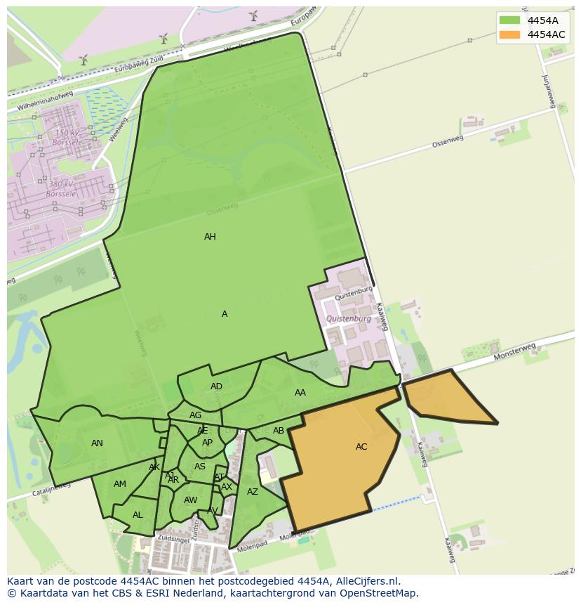 Afbeelding van het postcodegebied 4454 AC op de kaart.