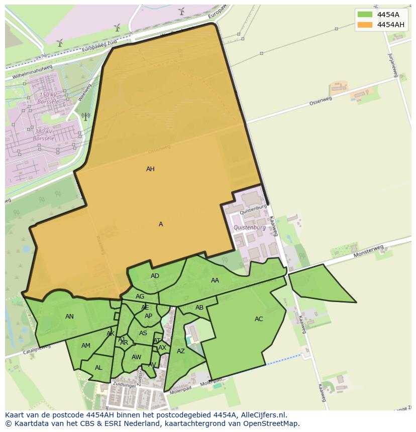 Afbeelding van het postcodegebied 4454 AH op de kaart.
