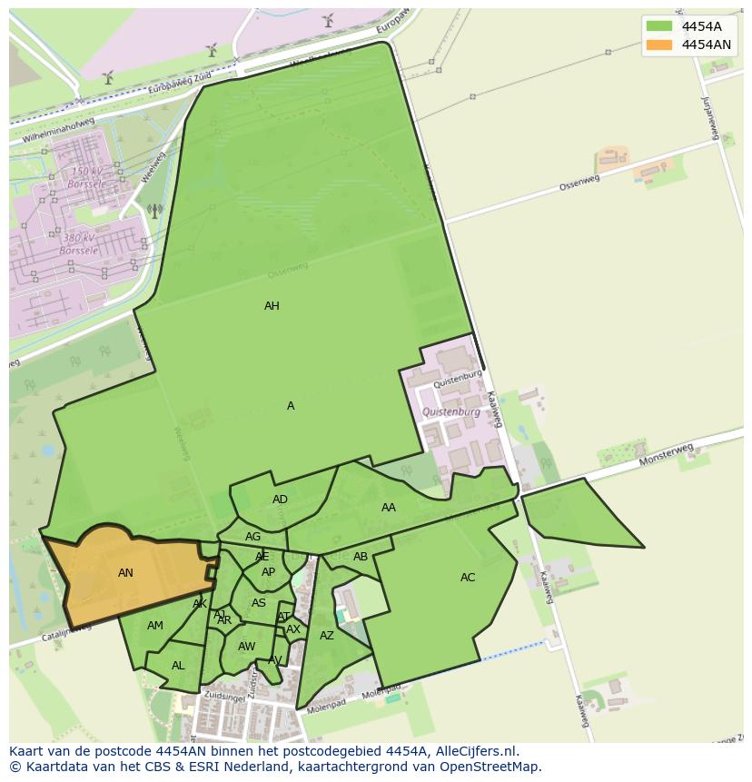 Afbeelding van het postcodegebied 4454 AN op de kaart.
