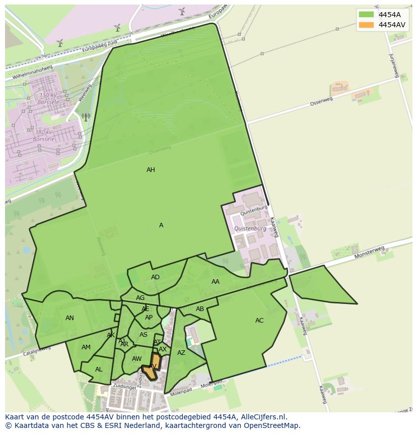 Afbeelding van het postcodegebied 4454 AV op de kaart.