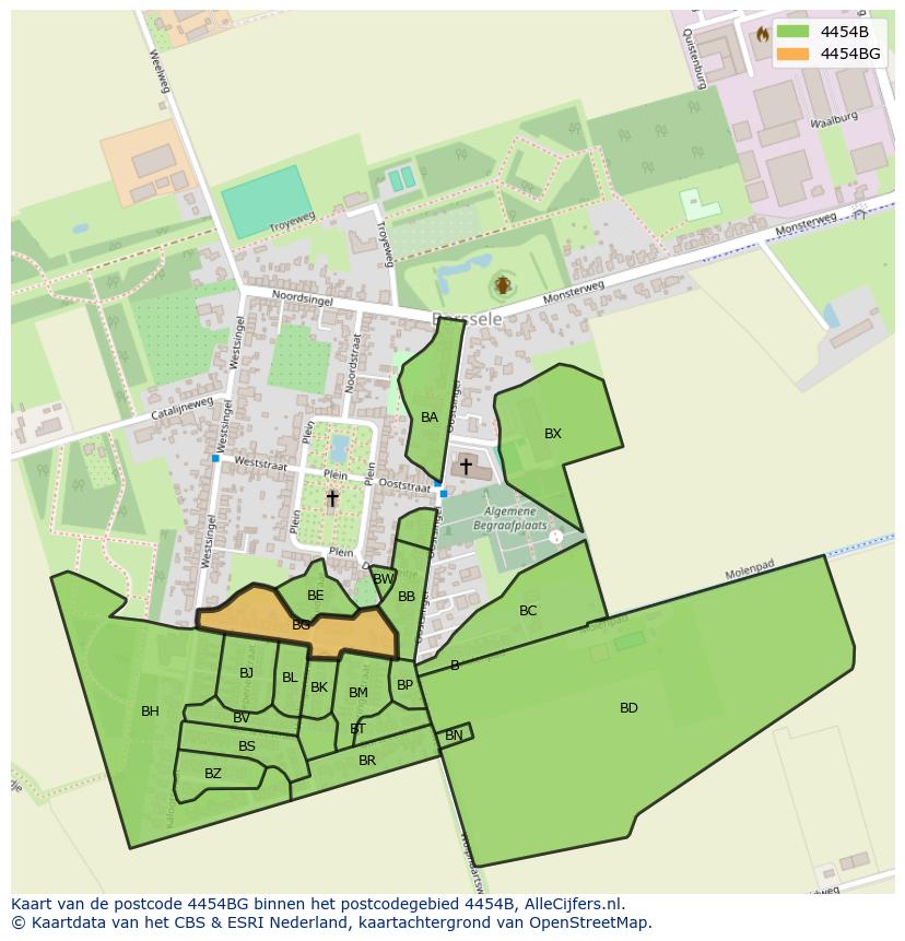 Afbeelding van het postcodegebied 4454 BG op de kaart.