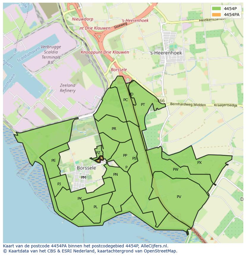 Afbeelding van het postcodegebied 4454 PA op de kaart.