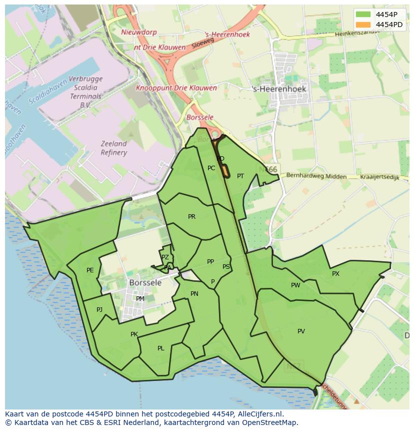 Afbeelding van het postcodegebied 4454 PD op de kaart.